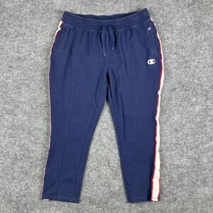 Champion Pants Mens XL Navy Blue Jogger Athletic Side Stripe Stretch Casual